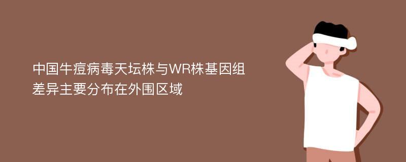 中国牛痘病毒天坛株与WR株基因组差异主要分布在外围区域